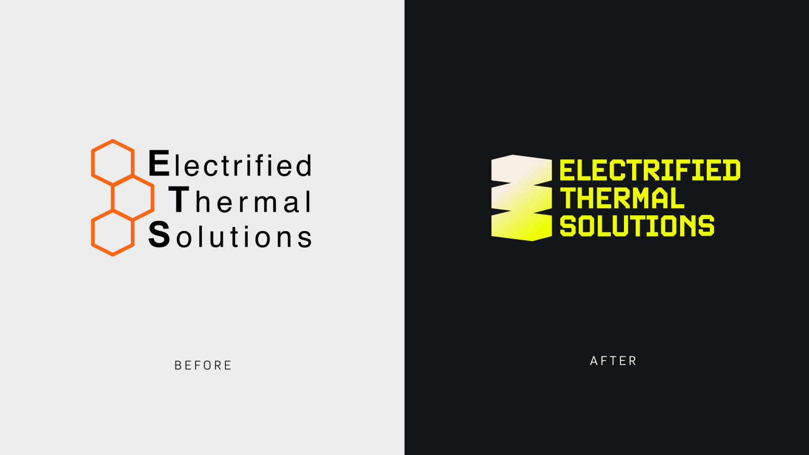 Electrified Thermal Solution Branding Rebrand before and after