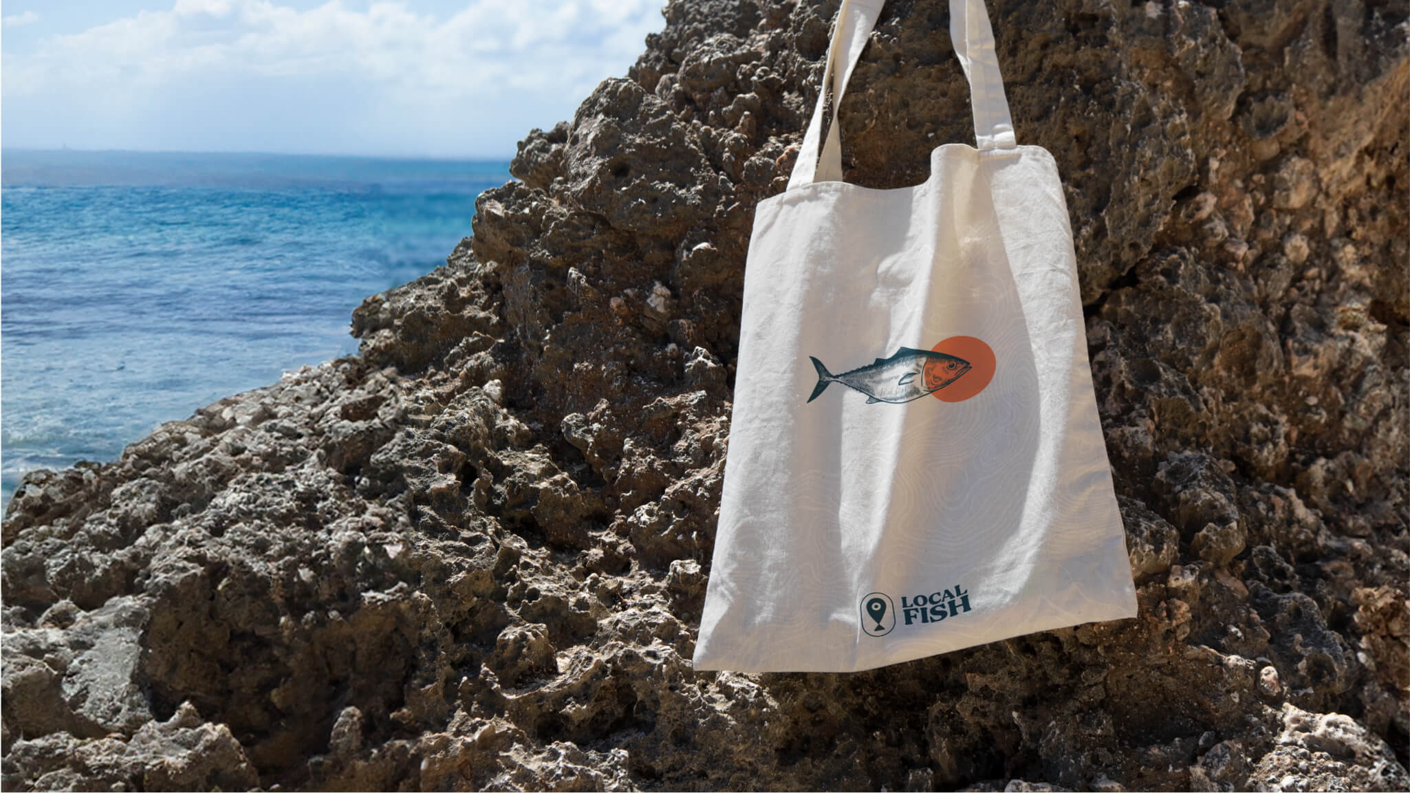 Local Fish canvas bag branding by Four Fin