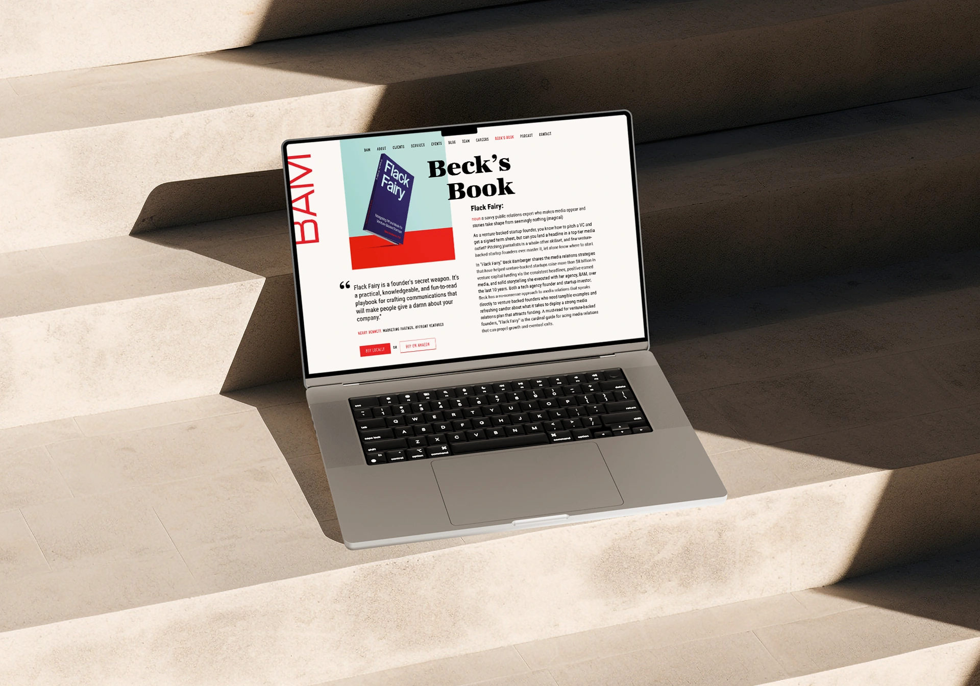 Bam Book Page Web mockup